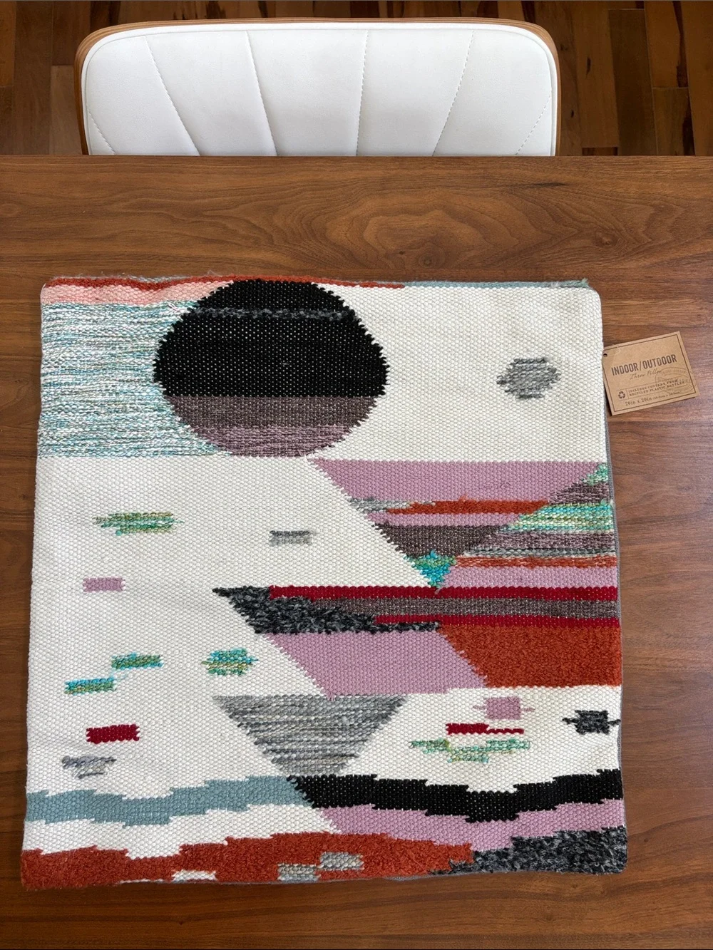 World Market Indoor Outdoor 20” Abstract Woven Throw Pillow NWT Recycled Fabric